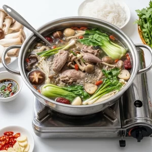 Lẩu bồ câu nấu nấm